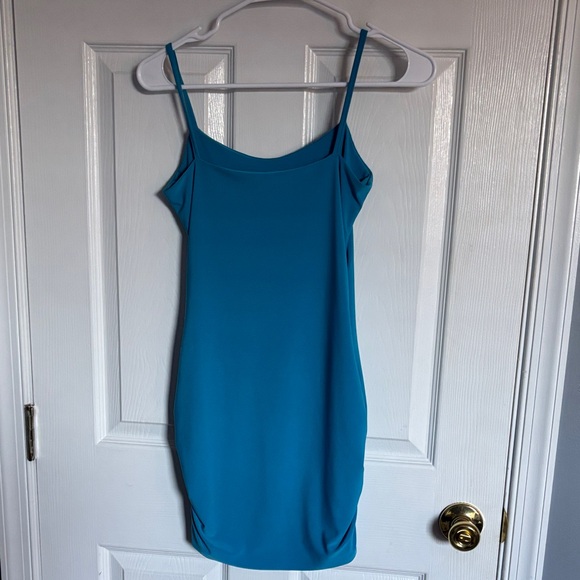 Elegant Blue Spaghetti Strap Mini Dress - Picture 2 of 4